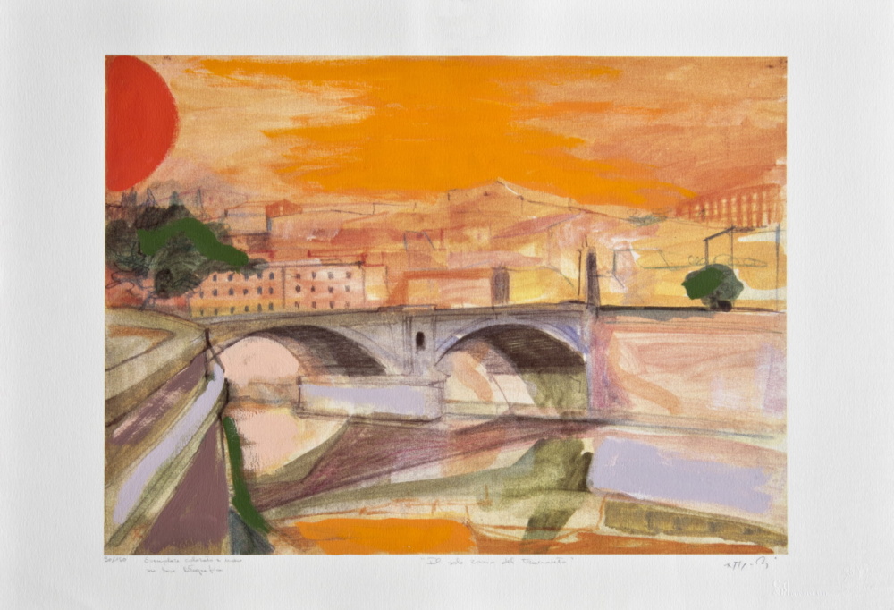 Il sole rosso del tramonto | Ugo Attardi