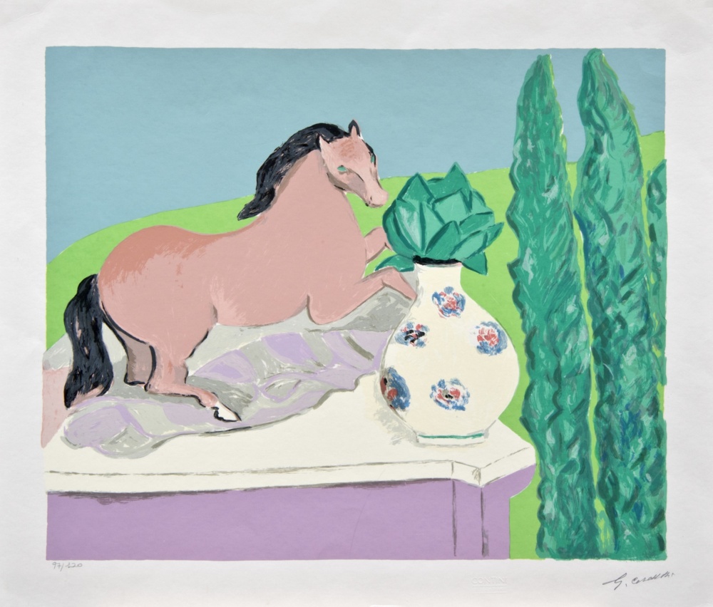 Natura morta con cavallo rosa | Giuseppe Cesetti