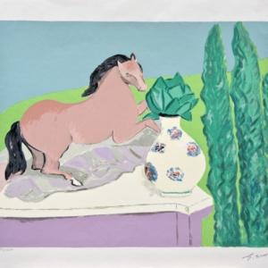 Natura morta con cavallo rosa | Giuseppe Cesetti