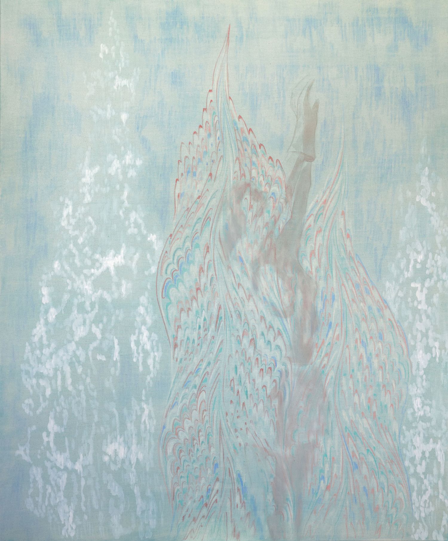 Elisa Zadi, Fiammato Fiammelle, 2026, olio da pigmento e pastello su tessuto, cm 120x100